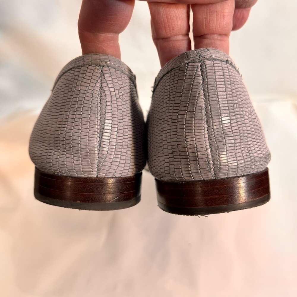 MADEWELL Sz 10 The Adelle Ballet Flat in Lizzard Embossed Leather In Light Grey - Picture 9 of 10